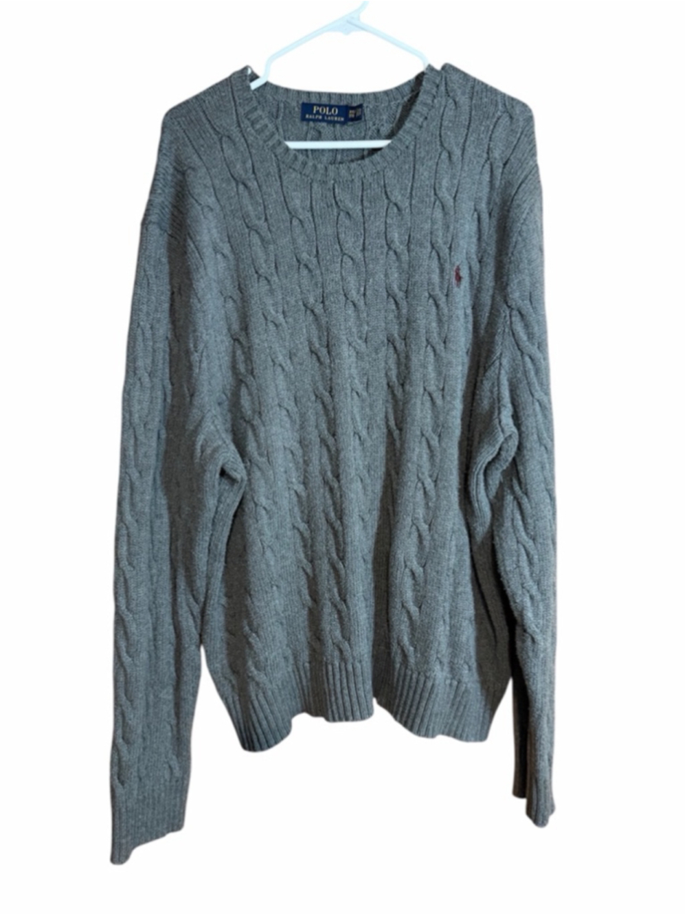 Polo Ralph Lauren mens Cable-Knit Cotton Sweater gray XXL